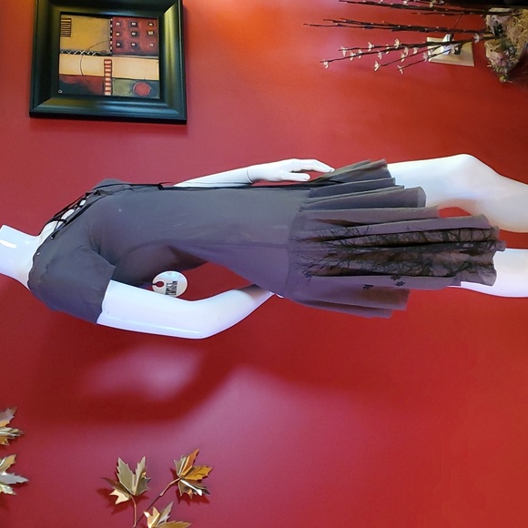 People's Liberation Asymmetrical Hem Dress with Trees Front Lace BNTW - Picture 8 of 13